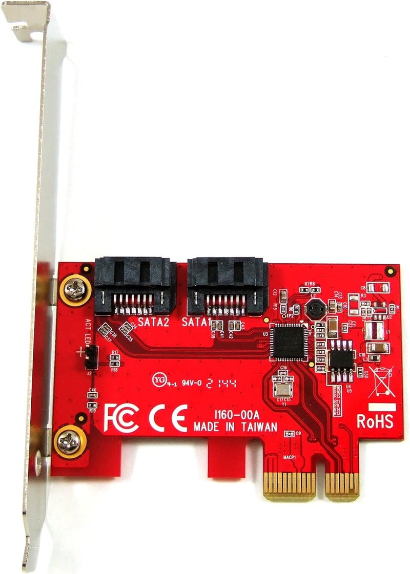 Ableconn PEX-SA160 PCIe x1 SATA III 6Gbps AHCI 2-Port Low Profile Adapter Card (ASMedia ASM1061 Controller) - PCIe to SATA Converter - SATA Non-Raid PCIe Card - Image 2